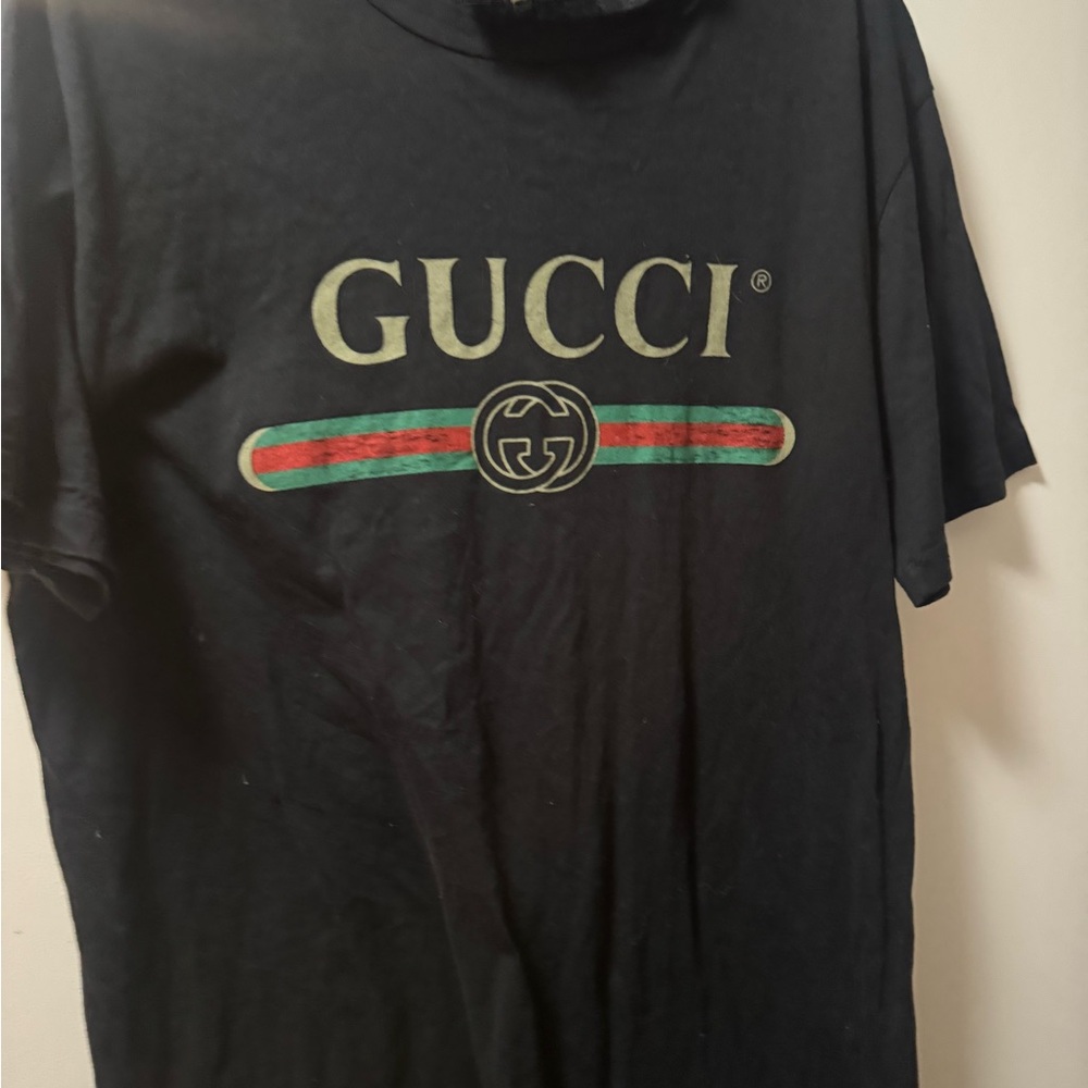 Gucci Black Tee with Green and Red Accents